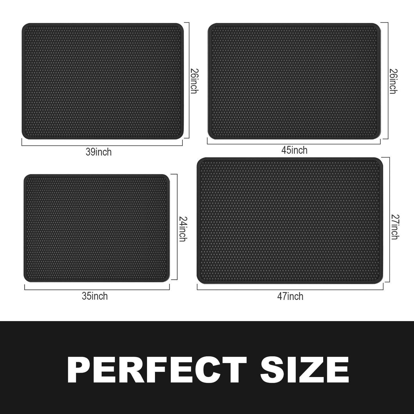 ZuHucpts Large Cat Litter Mat Trapper -90 x 61 cm1 Pack Honeycomb Double Layer Litter Mat -Traps Messes, Easy Clean and Durable, Non Toxic Trapper Rug Suitable for Litter Tray (Black)