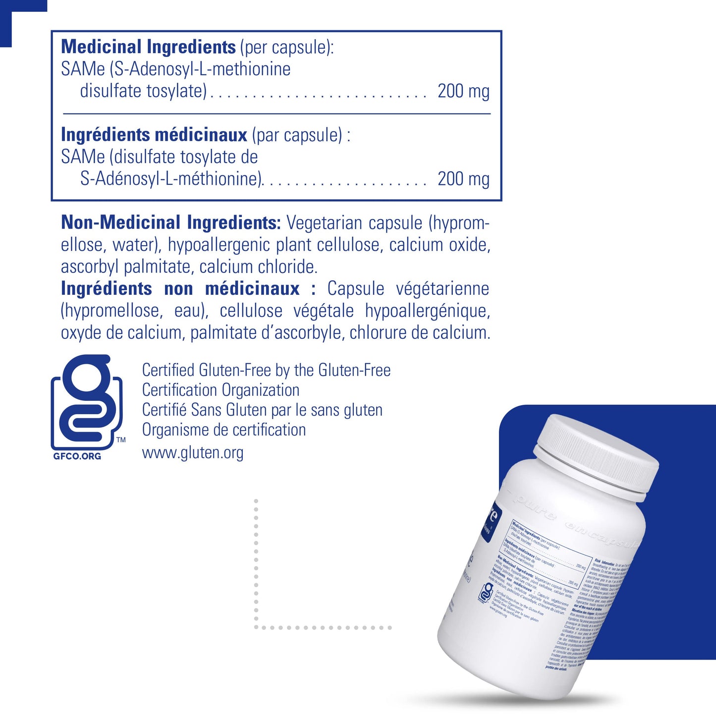 Pure Encapsulations SAMe S-Adenosylmethionine 180's - Supports Phosphatidylcholine Production & Cellular Membrane Integrity - Supports Joint Flexibility - Gluten Free & Non-GMO - 60 Capsules