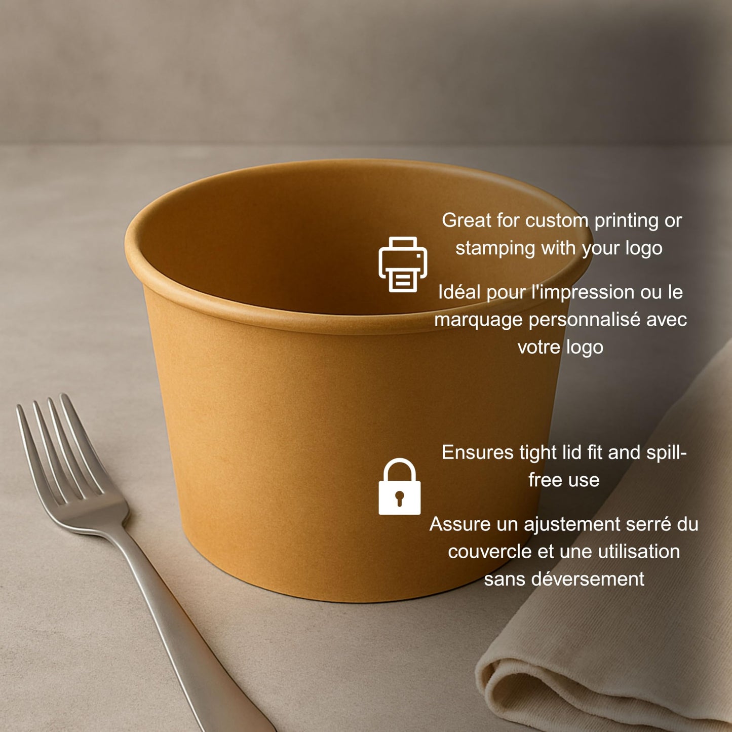 Café Express 8 oz Brown Kraft Paper Soup Bowls, 400 Count (8 x 50) – Disposable Takeout Containers, Microwaveable, Leak & Grease Resistant, for Hot & Cold Foods
