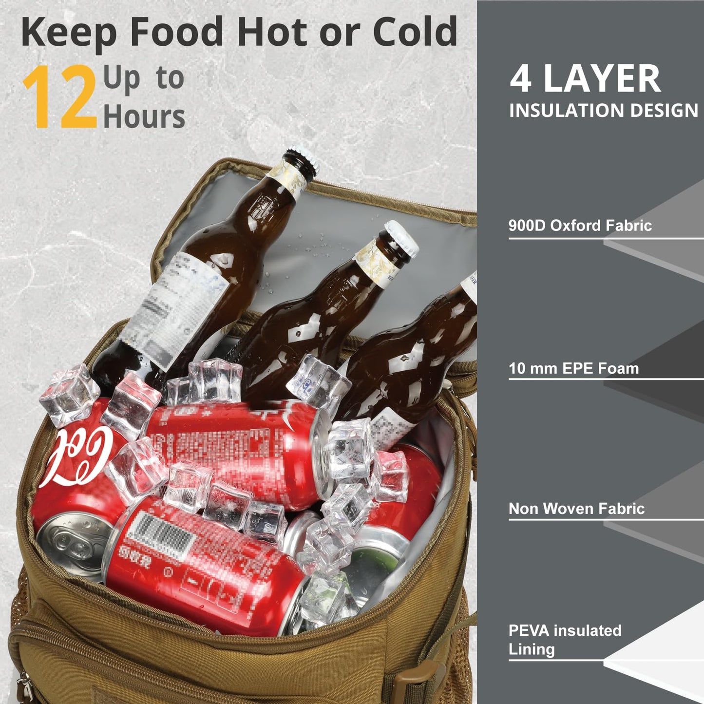 25L Backpack Cooler Keep All Drink Cold for Long Periods of Time Cooler Backpack Insulated Waterproof Portable High Durability Small Cooler Backpack with Compartment for Hiking Camping Beach