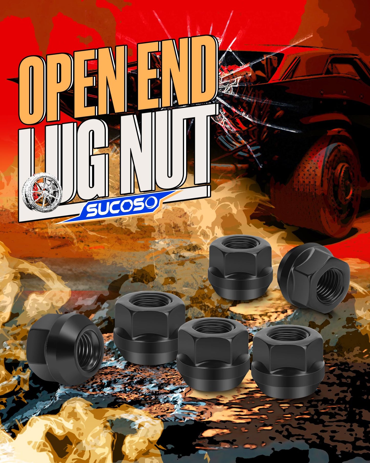 M10x1.25 Open End Lug Nuts Fit for ATVs Can-Am Commander Maverick Outlander Renegade, 10x1.25 Lugnuts 17mm Hex for Honda TRX Kawasaki KAF KVF, 16pcs ATV Lug Nuts with Cone Seat for Polaris Sportsman