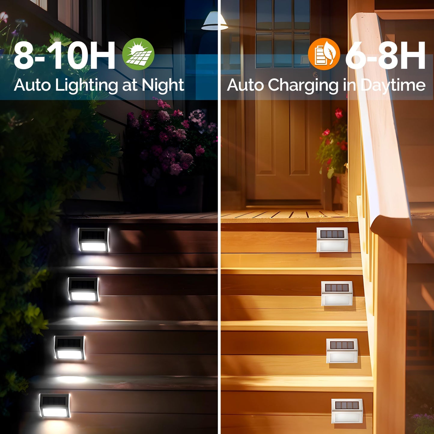 COOZAMING Solar Deck Lights, Solar Fence Lights Outdoor Waterproof Light 3 LED Stainless Steel Led Stair Light for Deck, Step, Stair, Pathway, Walkway, Garden (Cold White 12 Pack)