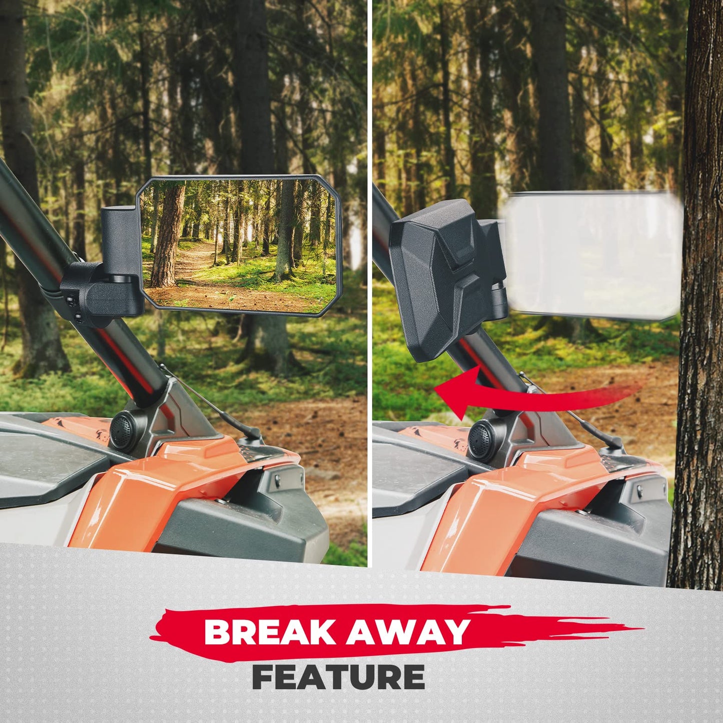 KEMIMOTO UTV Side Mirrors with 1.6'' to 2'' Roll Bar Cage, Adjustable&Breakaway SXS Rearview Mirrors, Compatible Polaris RZR, Can-Am Maverick X3, Pioneer, Talon, Kawasaki Teryx,Gator, CFMOTO,Black