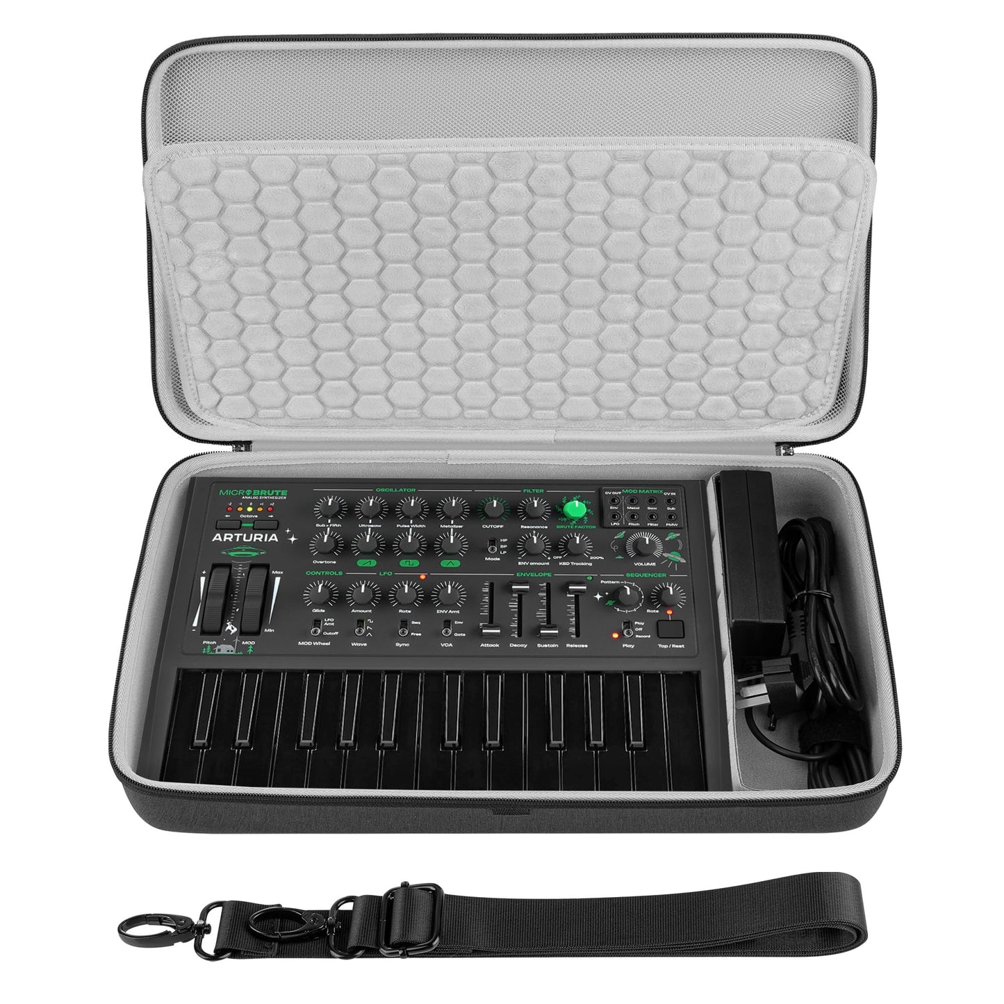 Geekria Hard Shell Travel Case Compatible with Arturia MicroBrute UFO/MicroFreak, Audio Synthesizer Carrying Bag (Dark Gray)