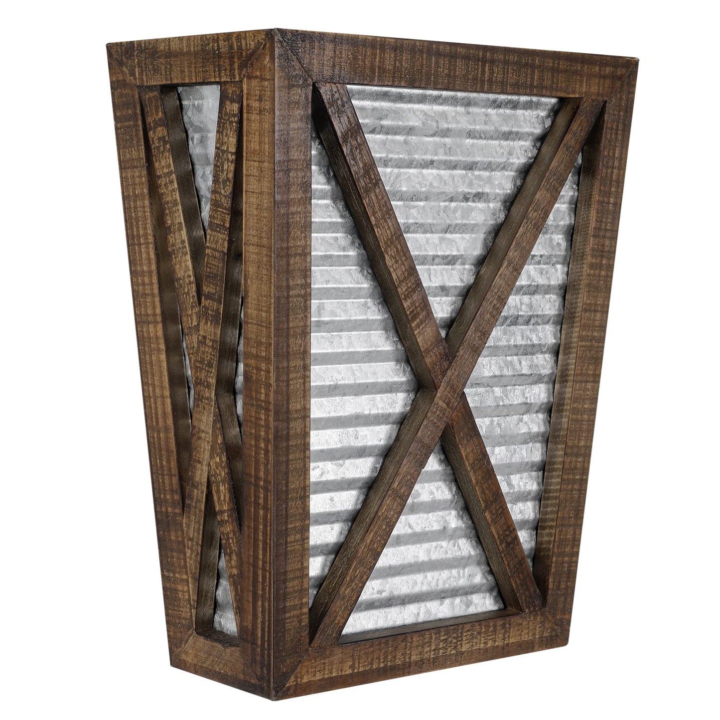 Autumn Alley Large Rustic Farmhouse Wall Planter Set of 2, Farmhouse Decor Wall Hangings for Hanging Planter Indoor, Galvanized Wall Planter, Corrugated Metal, Wooden, Brown - Flowers Not Included