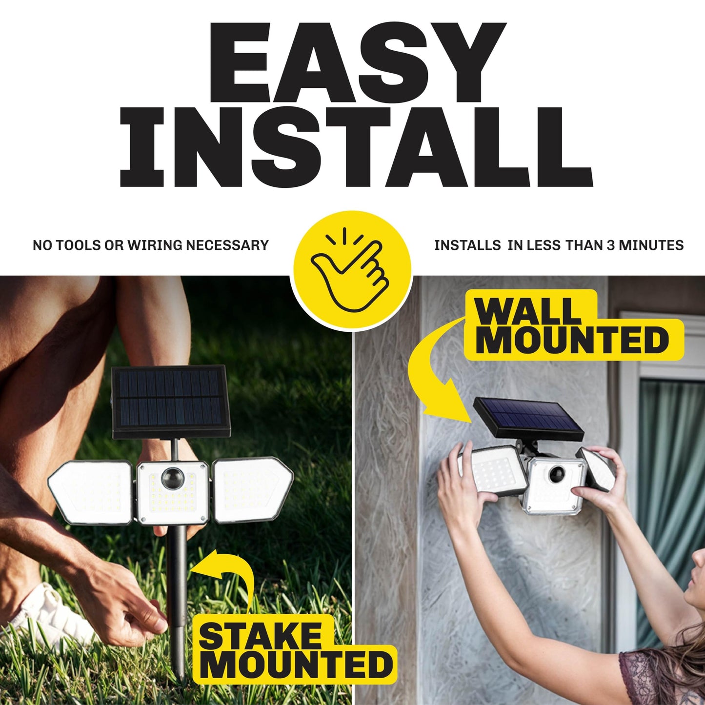 Bionic Flood Light 2 Pk Solar Lights Outdoor Waterproof, 500 Lumens Motion Sensor Outdoor Lights, Solar Motion Lights Outdoor for House, Solar Security Lights, Solar Powered Flood Light As Seen on TV