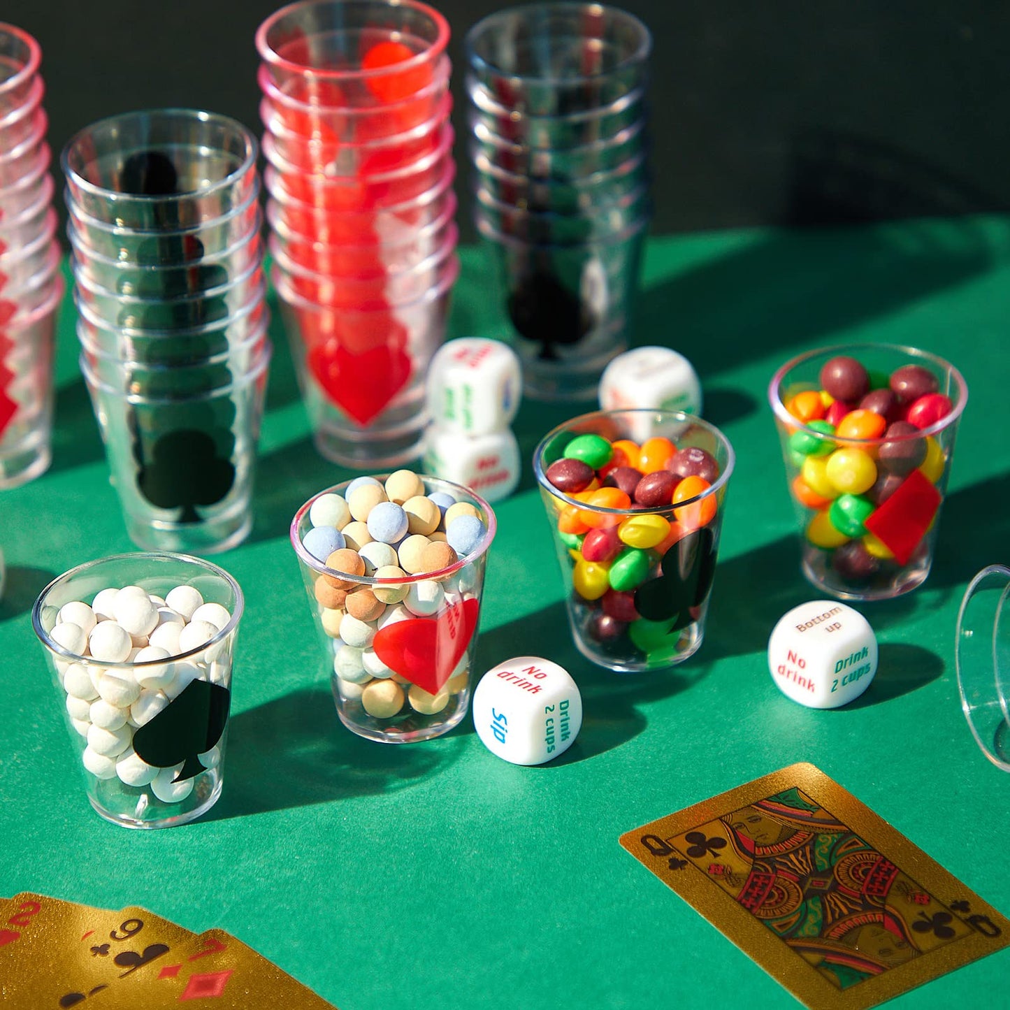 Zubebe 36 Pcs 2 oz Casino Shot Glasses Plastic Casino Cups Poker Shot Glasses for Las Vegas Themed Party Supplies Poker Night Decoration Game Favors