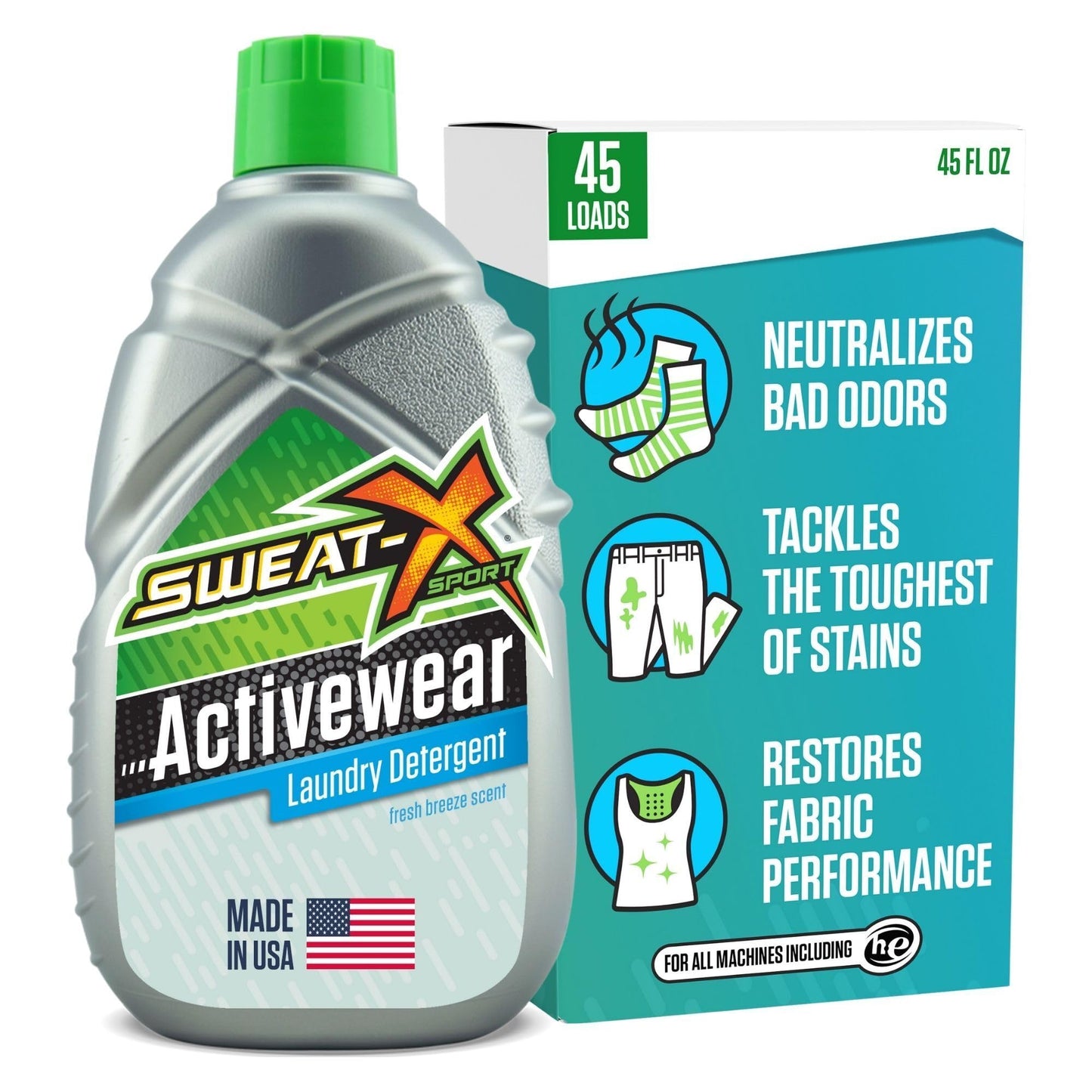 Sweat X Sport Extreme Laundry Detergent, High Performance Sports Wash for Activewear and All Fabrics, 45 Loads