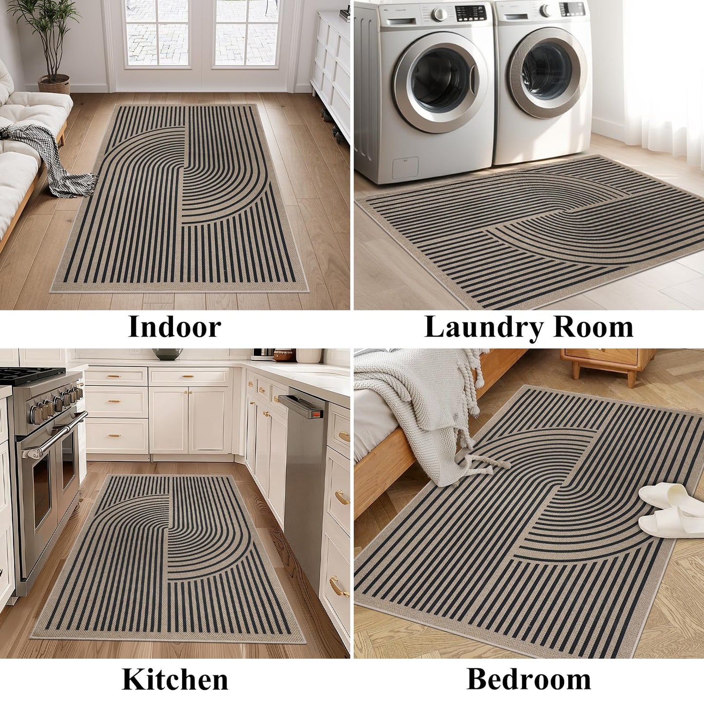 Homcomoda Indoor Doormat 36"x59" Geometric Easy Jute Front Back Door Mat Small Rugs for Entrance Dirt Trapper Absorbent Entryway Mat Non-Slip Washable Floor Mats for Entryway Farmhouse,Brown