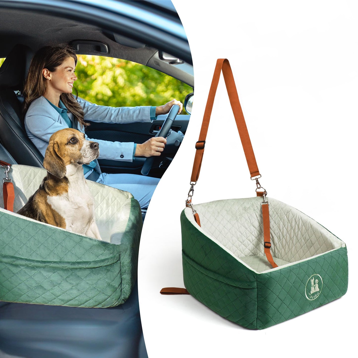 iPetba Dog Car Seat for Small & Medium Dogs - Crash-Protective, Non-Slip, Protects Car Interior, Detachable & Washable