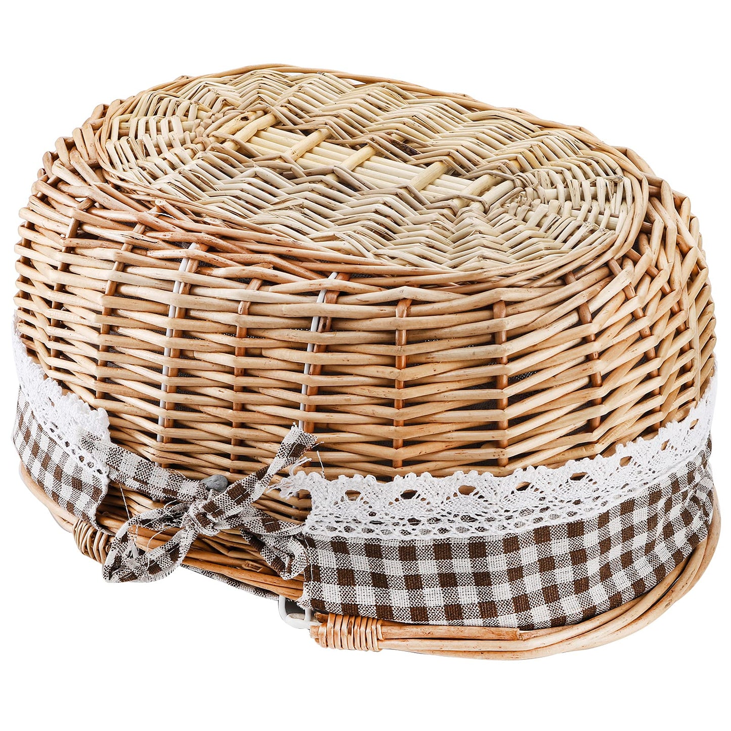 Peohud Wicker Picnic Basket with Double Folding Handles, Empty Baskets for Gifts, Woven Easter Basket, Willow Picnic Hamper Garden Harvest Basket for Easter Egg Gathering, Candy, Toys, Wedding