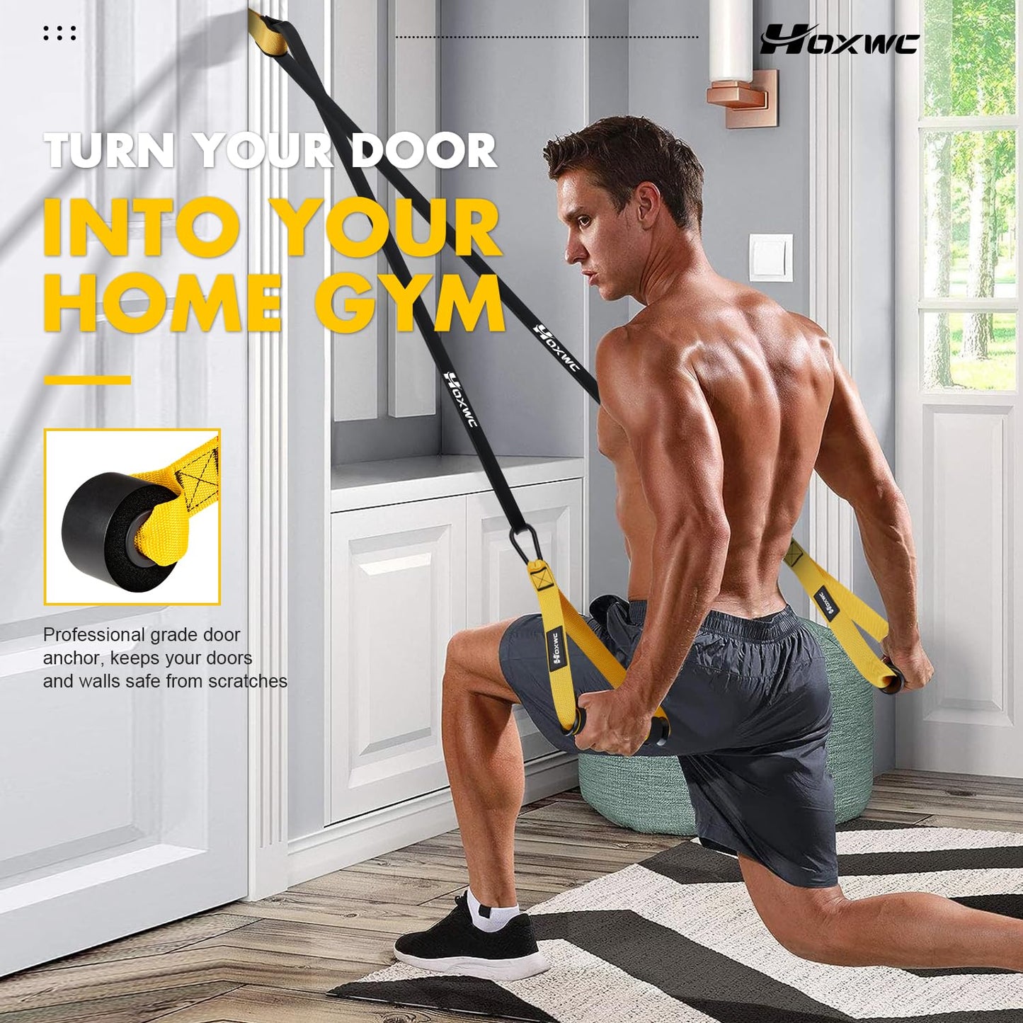 HOXWC Resistance Bands Men, Heavy Duty Power Bands with Door Anchor, Handles, Bag, Pull Up Resistance Bands for Weight Lifting, Muscle Training, Physical Therapy, Shape Body, Home Workouts