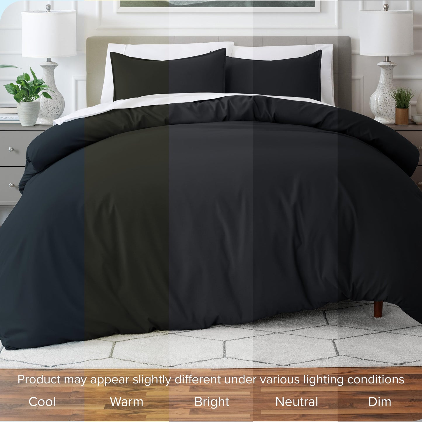 Bare Home Bedding Duvet Cover Queen Size - Premium 1800 Super Soft Collection - Lightweight, Cooling Duvet Cover - Soft Breathable Bedding (Queen, Black)