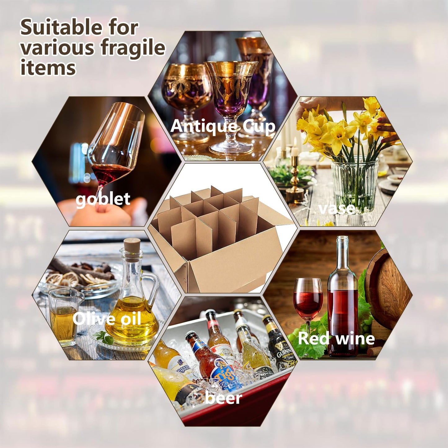 4 Sets Glass Divider Kits for Moving Box,2 Sizes Cardboard Dividers With 48 Foam Pouches Fits in 16 x 12 x 12 Inch Box,Glass Packing Kit for Dish Wine Glassware Moving(Boxes Not Included)