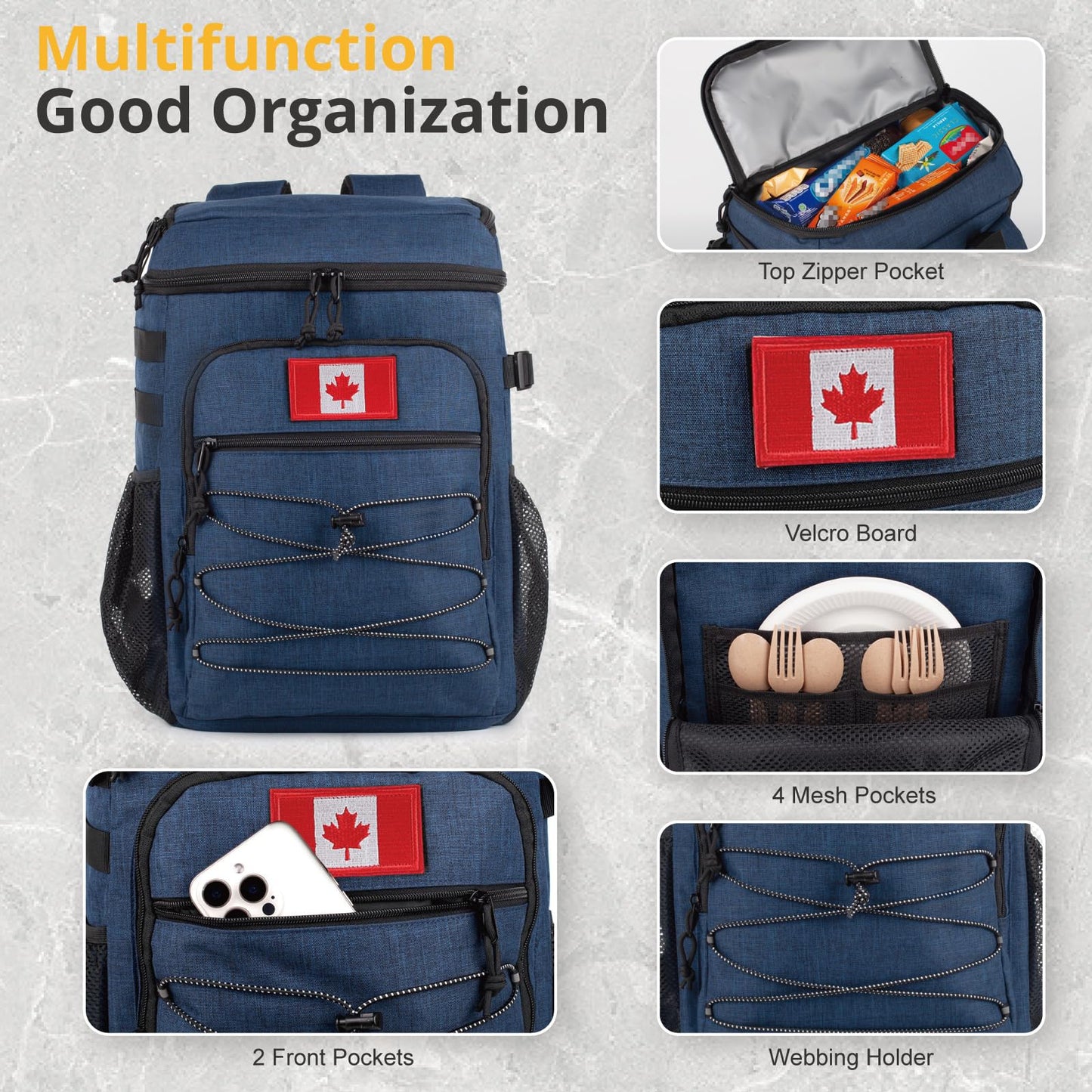 25L Backpack Cooler Keep All Drink Cold for Long Periods of Time Cooler Backpack Insulated Waterproof Portable High Durability Small Cooler Backpack with Compartment for Hiking Camping Beach