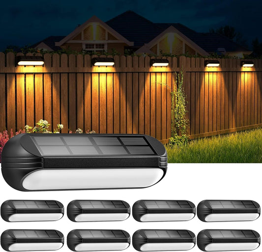 8 Pack Solar Deck Lights Outdoor, BUCASA Solar Step Lights Outdoor Waterproof, Warm & RGB 8-Colors Solar Fence Lights, Auto ON/Off Solar Powered Deck Lights for Fence Deck Stair Yard Wall