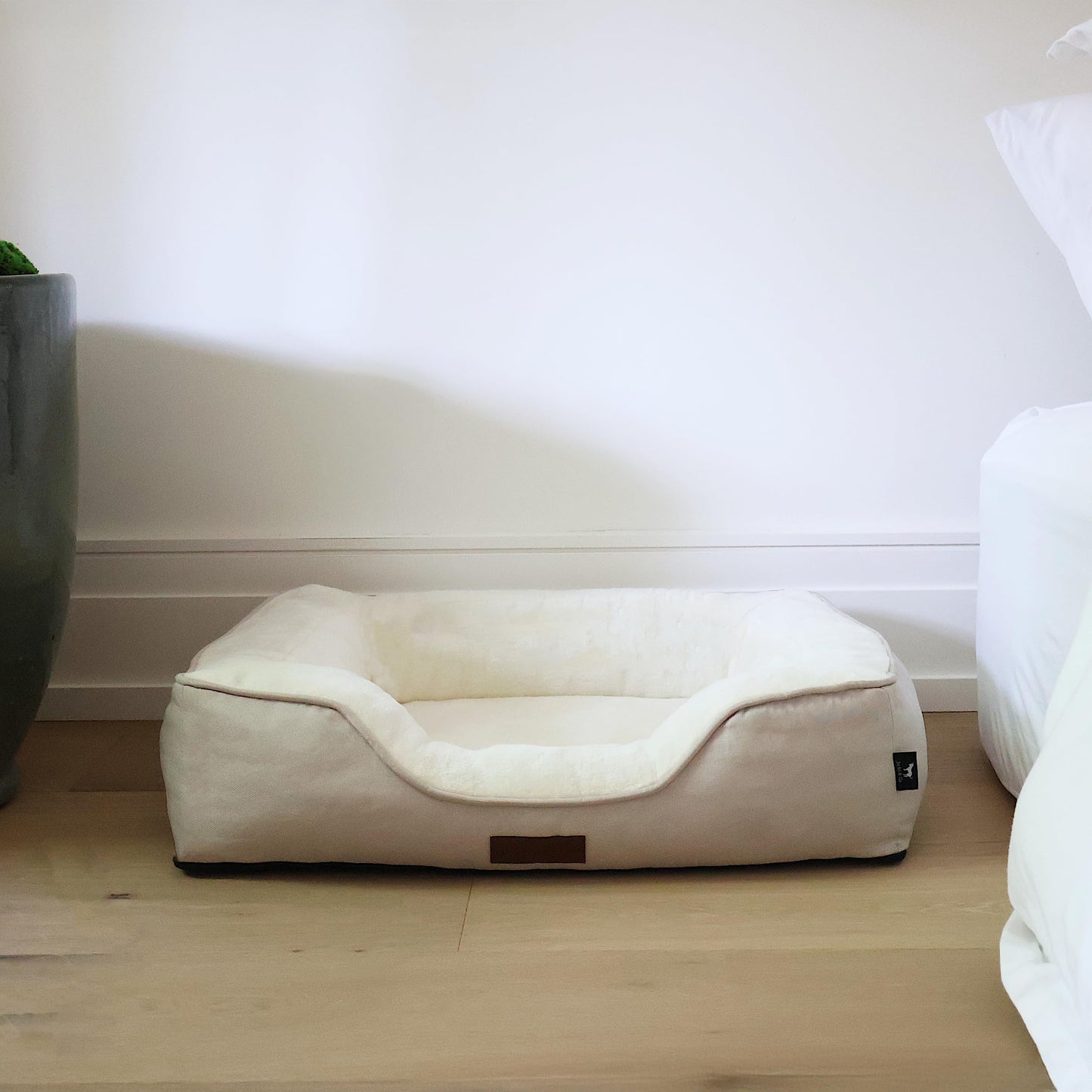 JACKO & CO - Premium Orthopedic Dog Bed with Egg Crate Memory Foam – Waterproof Lining & Removable Machine Washable Cover – Soft Velvet Fabric & High-Density Foam with Non-Slip Base (Beige, X-Small)