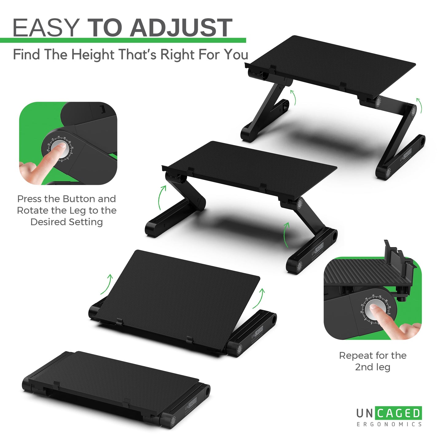 WorkEZ Monitor Stand ergonomic adjustable height angle single computer screen riser mount holder for desk pc gaming aluminum desktop organizer. No installation black