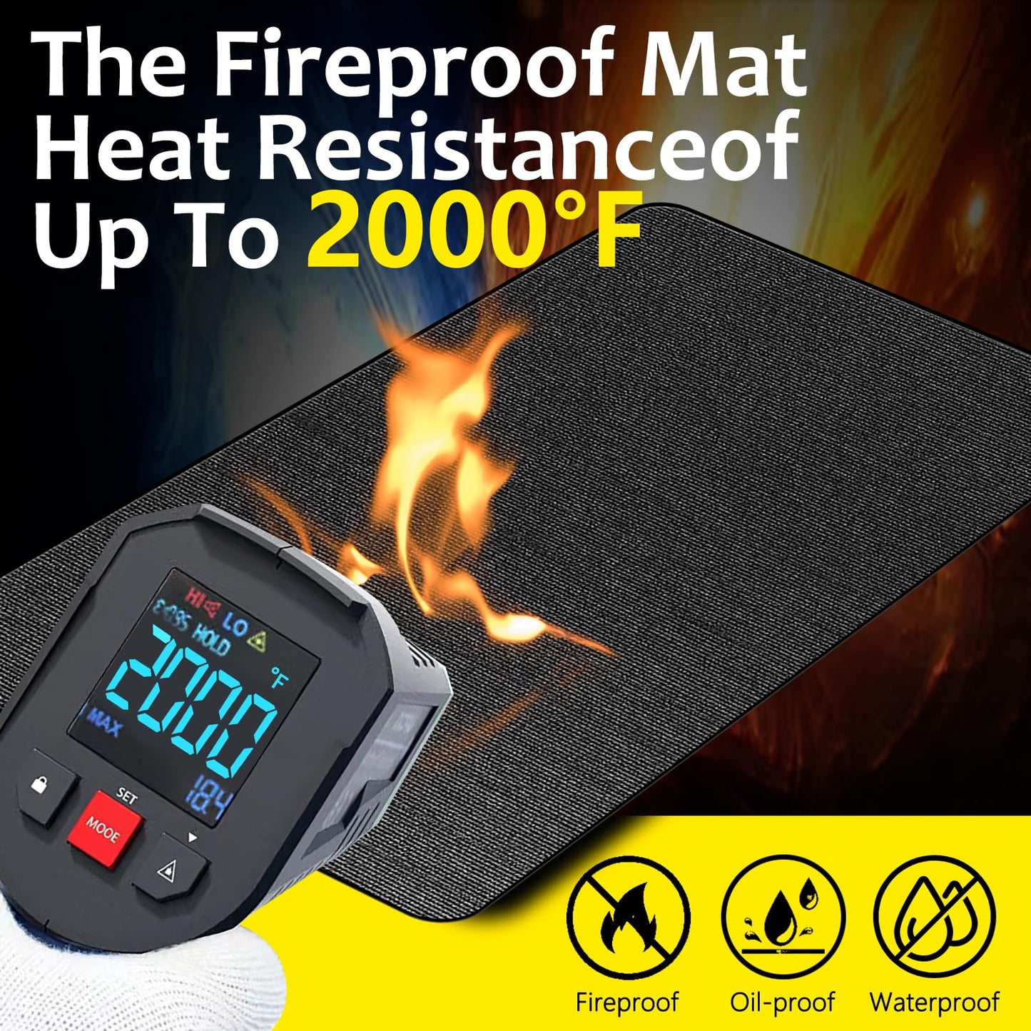 76 x 51 Inch Large Under Grill Mat for Outdoor Grill – Double-Sided Fireproof, Waterproof, Oil-Proof BBQ Mat Protector for Deck, Patio, Lawn, or Indoor Fireplace – Easy to Clean, Durable Design