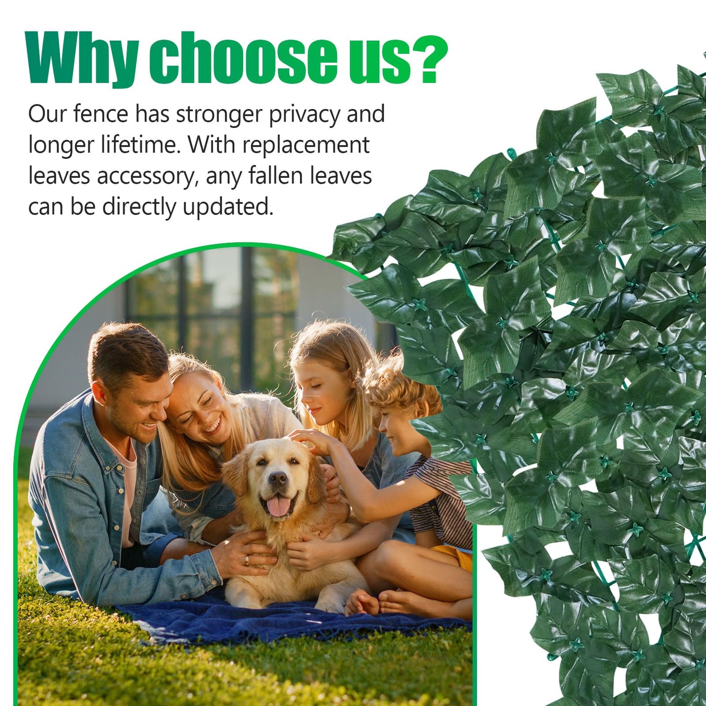UPGRADED Artificial Ivy Privacy Fence Screen 40x120in, Artificial Faux Ivy Hedge for Garden and Balcony, Faux Leaves Privacy Fence with 100PCS Zip Ties and Replacement Leaves,Nail (Upgraded 1 * 3m)