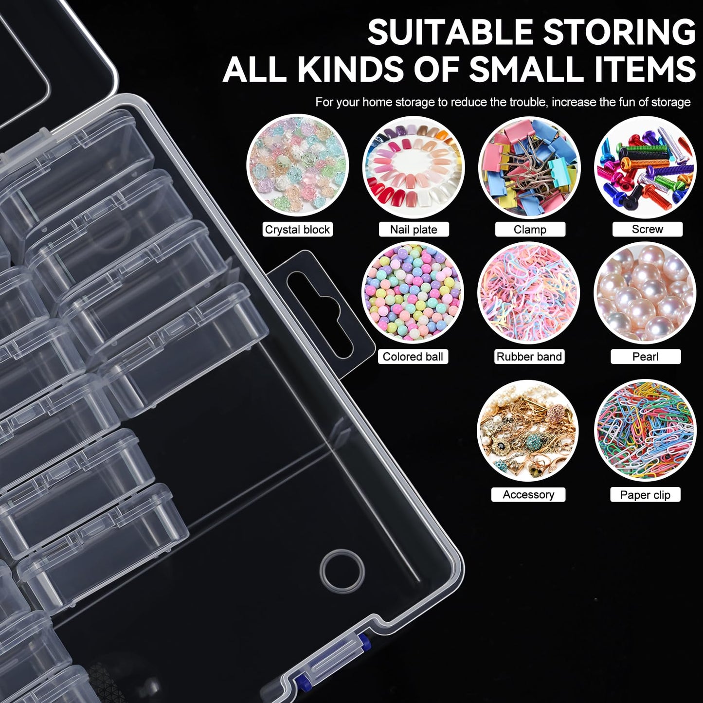 DILIBRA Bead Organizer Box, 92Pcs Small Bead Organizers and Storage Plastic Cases, Mini Clear Storage Containers Boxes with Hinged Lid for Diamond Painting Accessories Seed Jewelry Crafts
