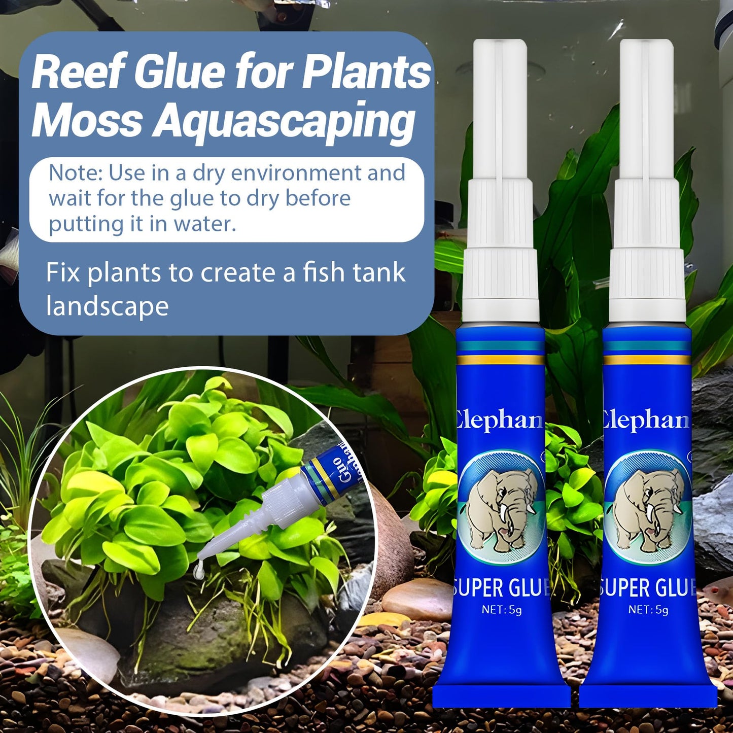 Aquarium Glue, 25Pcs Coral Glue, Aquarium Glue Fish Safety, Quick Drying, Reef Glue for Plants Moss Aquascaping, Water Plant, Moss, Coral, Stone, Wood (25)