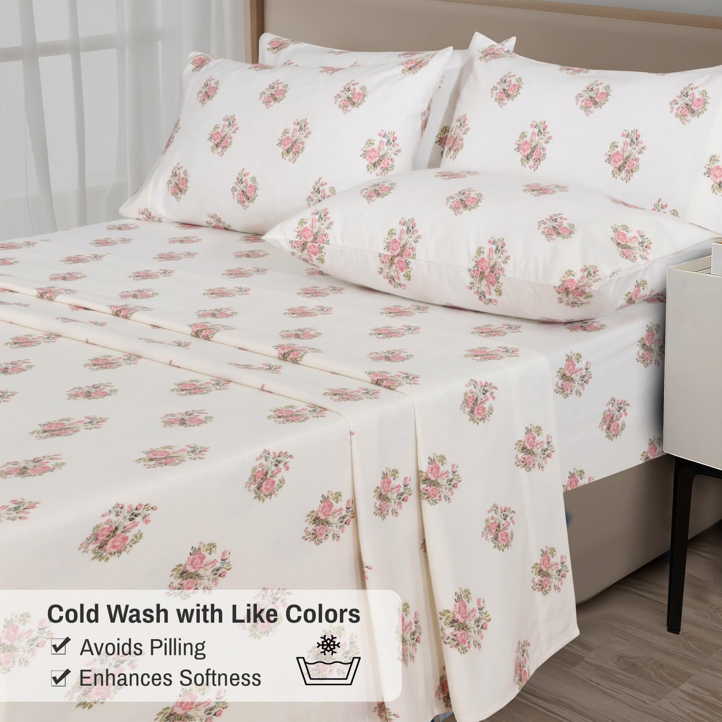 RUVANTI Flannel Sheets Queen Size 6 Pcs - 100% Cotton Double Brushed Bed Sheets, Deep Pockets 16 Inches Queen Sheet Set, All Seasons Breathable, Extra Soft & Comfy, Sowear