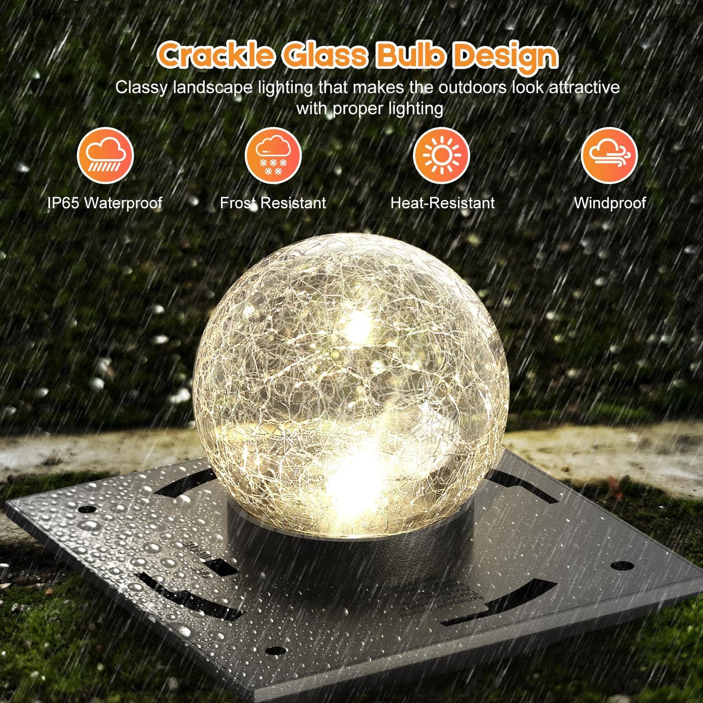 AEYANZZ Fence Post Solar Lights, Crackle Glass Solar Post Cap Lights, 20 Lumens, Warm White & RGB Automatic Cycling 2 Modes for 3.6x3.6 4x4 4.5x4.5 5x5 Vinyl Wooden Posts Decoration, Black (2 Pack)
