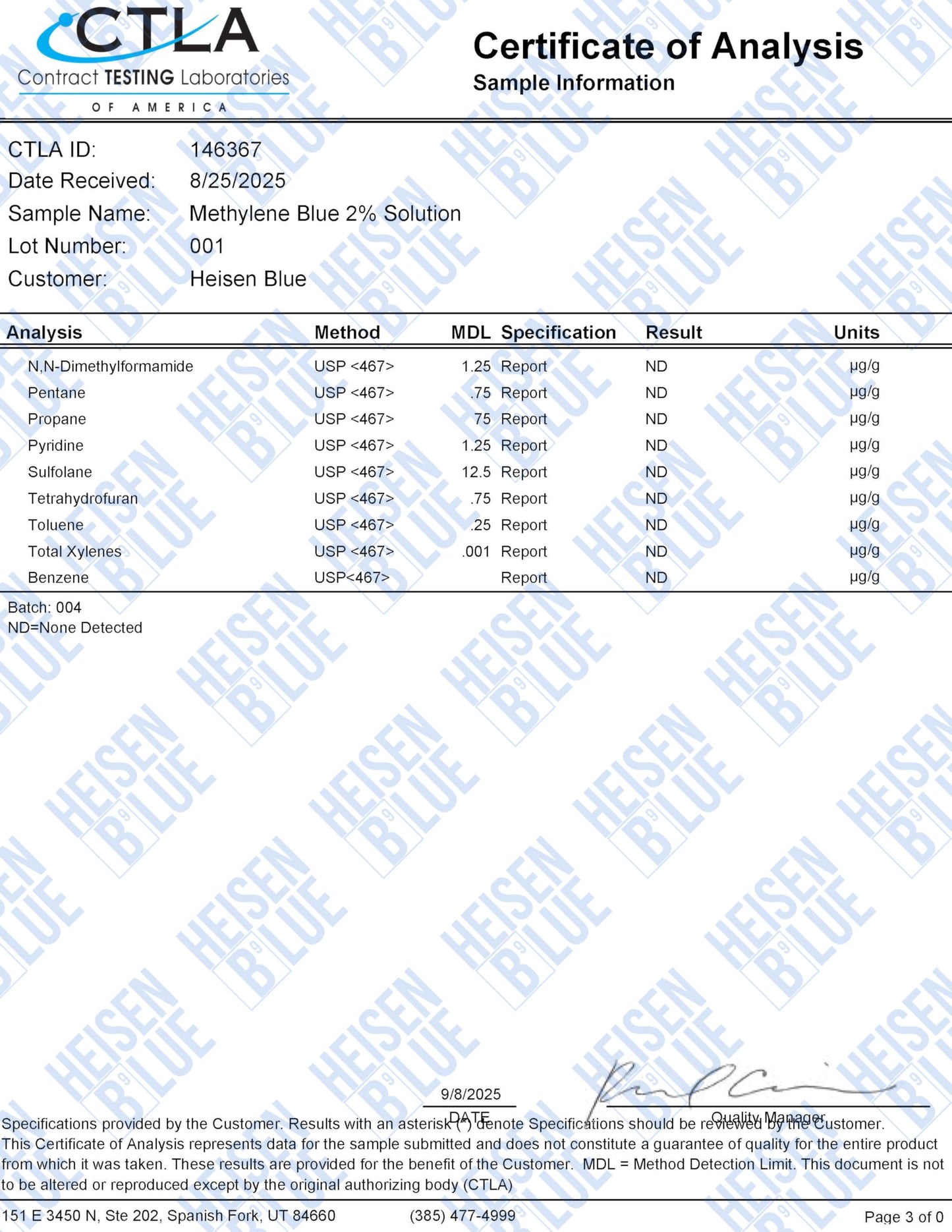 2% Methylene Blue Solution, 2X Strength, 120 ml Amber Dropper Bottle, USP Grade, Pure, Made in Canada, Formaldehyde-Free, Heavy Metals Tested, Large