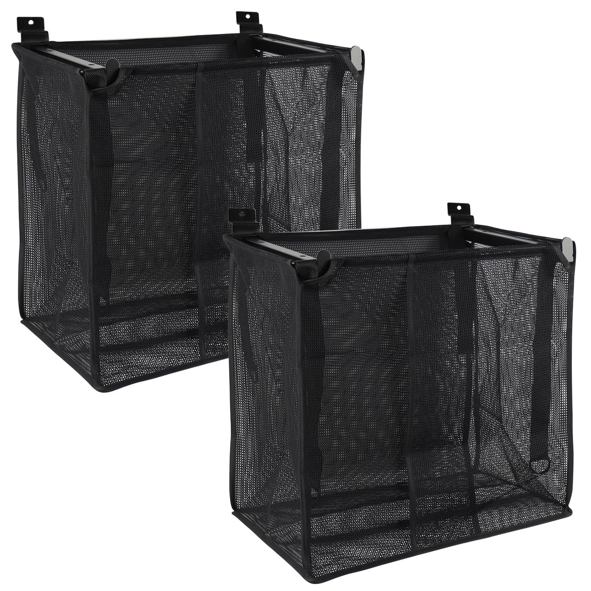 WENHUALI 2Pcs Mesh Slatwall Baskets Set with Metal Brackets, Large Storage Basket Hanging Mounted Storage Bins Slatwall Accessories for 3 Suspension Styles(16 x 10 x 16Inch)
