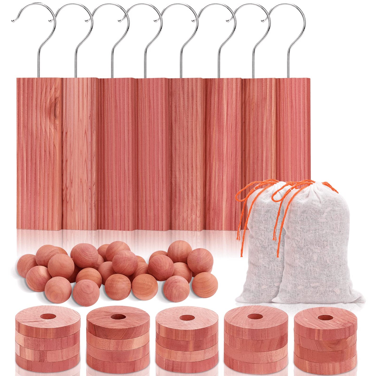 Homode Cedar Blocks for Clothes Storage, Set of 60, Cedar Chips & Sachets - Aromatic Cedar Wood Balls for Closets, Drawers, Fresh Essentials