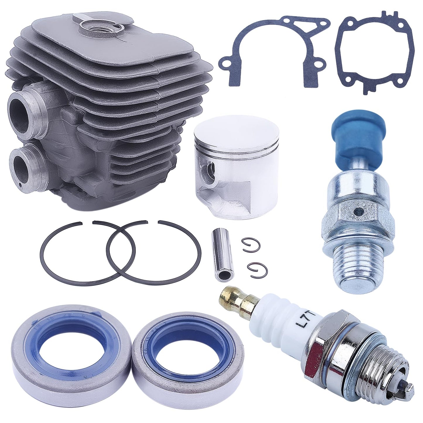 Adefol 50mm Cylinder Piston Gasket Kit for Stihl TS410 TS420 TS 410 420 Cut-Off Saw, TS410 TS420 Cylinder Piston Kit with Oil Seal Decompression Valve Spark Plug Gasket Part # 4238 020 1202