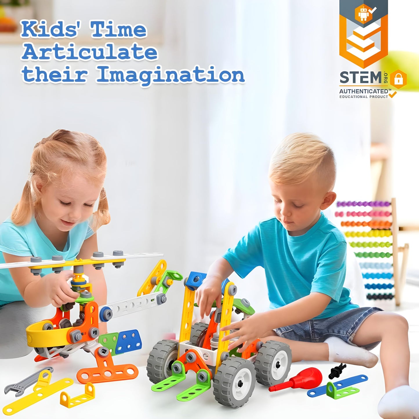 MOONTOY 175 Pieces STEM Building Toys for Kids Ages 4-8, Erector Set Construction Engineering Kit, 11-in-1 Creative Learning Activities, Birthday Gift for 4 5 6 7 Year Old Boys Girls