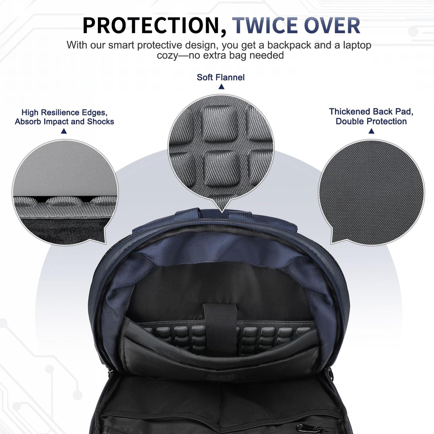 SUIKIHUM 15.6 Inch Laptop Backpack, Expandable with USB Port, Water-Resistant for Work, College and Travel, Blue
