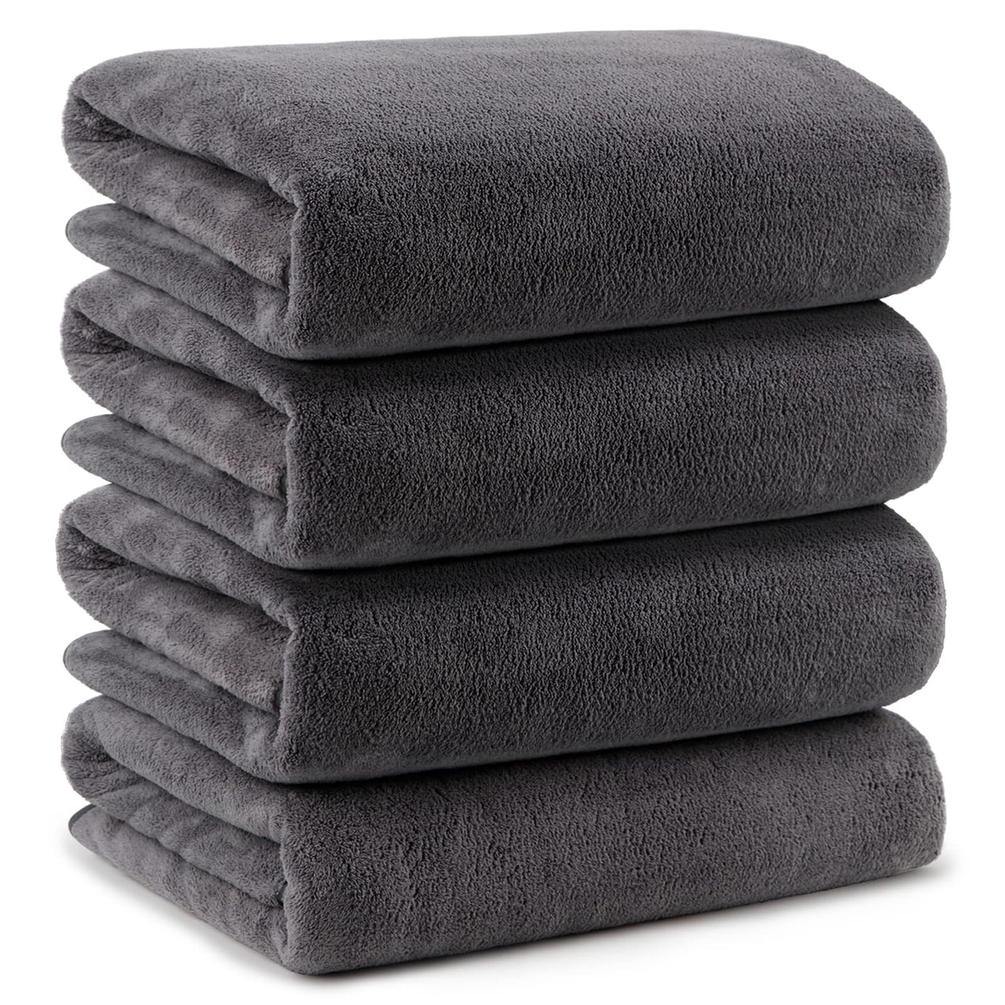 ORIGHTY Bath Towels Set Pack of 4(27’’ x 54’’) - Soft Feel Microfiber Bath Towels for Bathroom, Highly Absorbent Bath Sheet, Quick Drying Shower Towels, Fluffy Towel for Gym, Beach, SPA - Gery