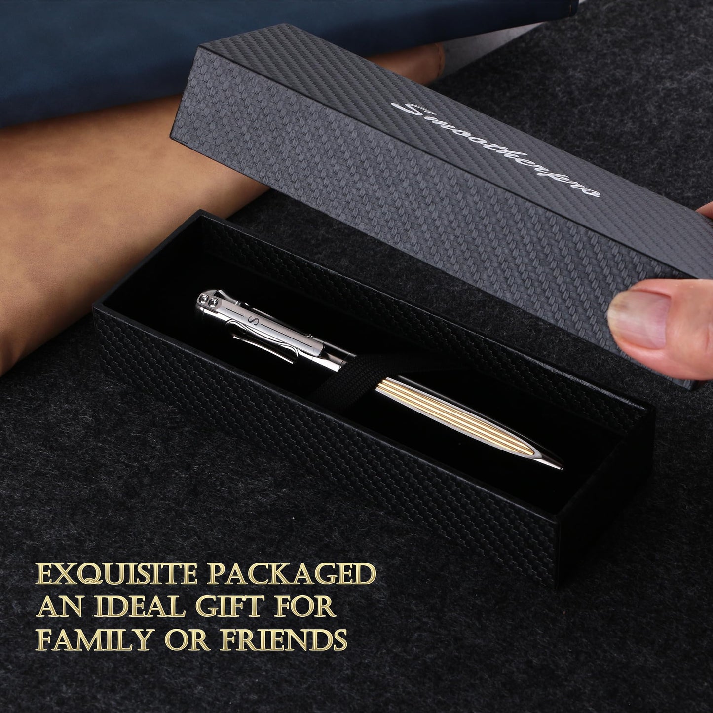 SMOOTHERPRO Titanium Ballpoint Pen Compatible with Parker Refill for EDC Men Women Business Signature Writing Journaling Gift Color Stone Wash Gray(TA02)