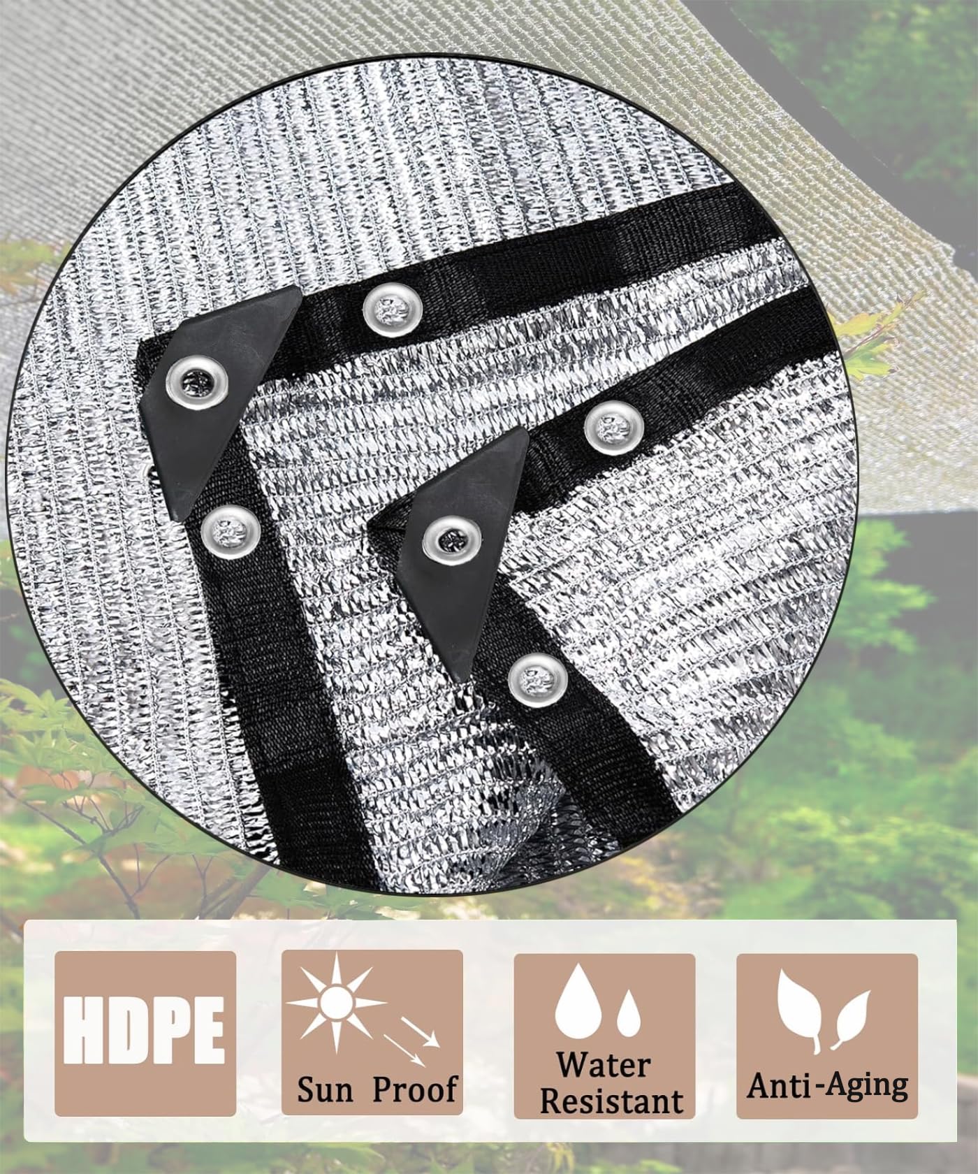 70% Aluminum Shade Cloth 10 FT x 14 FT, Durable Mesh Silver Tarps with Grommets and Ball Bungee,Reflective Sun Shade Net Cover for Pet Shade, Car Cover, Patio Garden, Pergola, Plants Growing, Pools