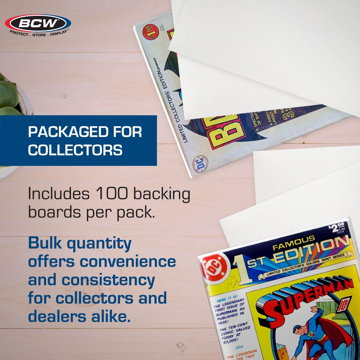BCW Treasury Backing Boards | Certified Acid-Free, Lab Tested Comic Backing Boards | 10 1/4 x 13 1/2 Inches | 100 Pack | Comic Collection Protection | Comic Book Boards for Treasury Preservation