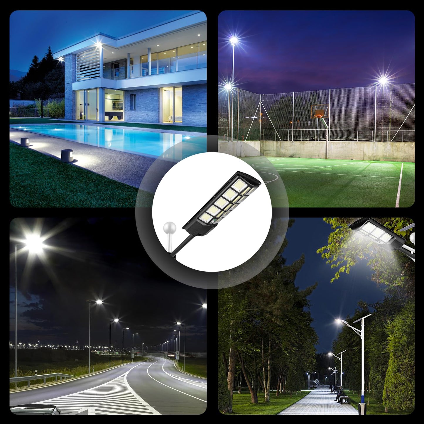 Xmart Solar Street Lights Outdoor Waterproof 80000LM 744 Upgraded LEDs Solar Parking Lot Lights Dusk to Dawn Solar Motion Flood Light Wide Angle Sensor and Remote Control for Area Pole Lighting Yard