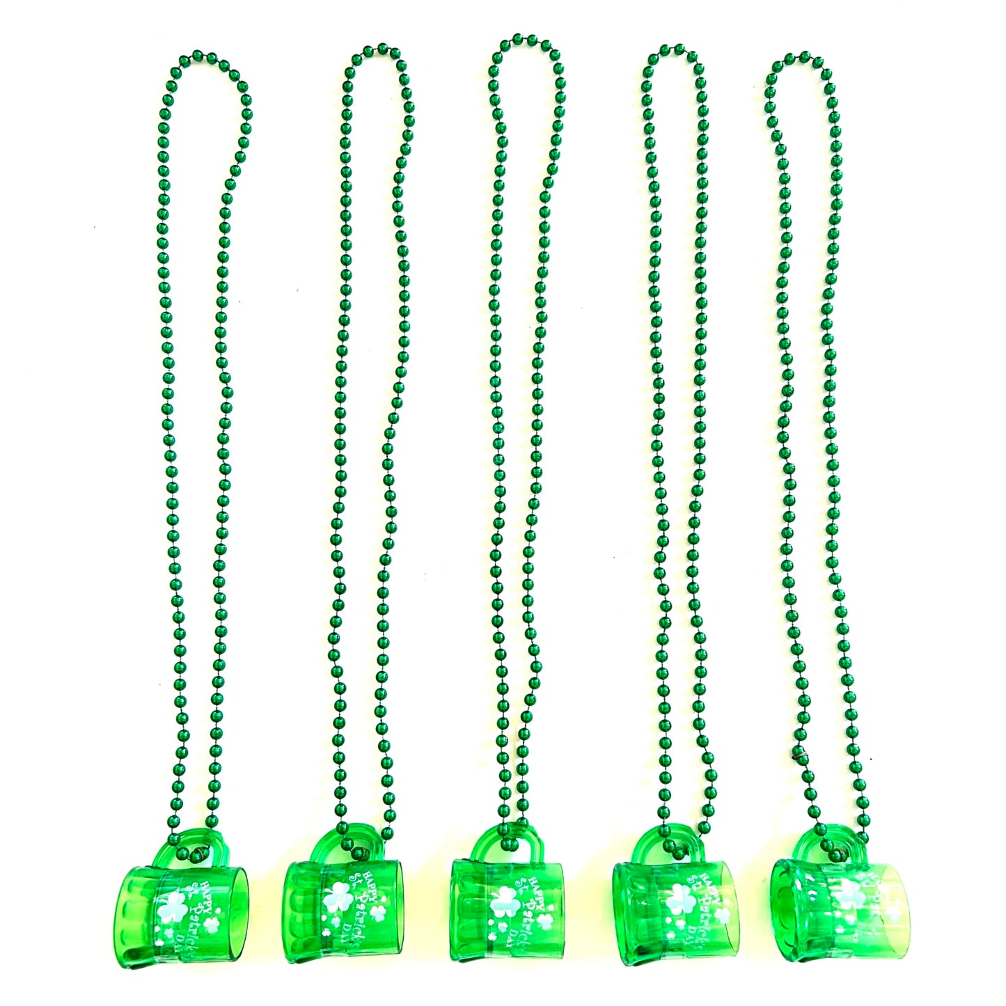 GZYSSL 28 Pcs St. Patrick's Day Shot Glass Beer Mug Beads Necklaces Green Irish Festival Shot Glass Beads Necklaces St. Patrick's Day Party Favors Accessories