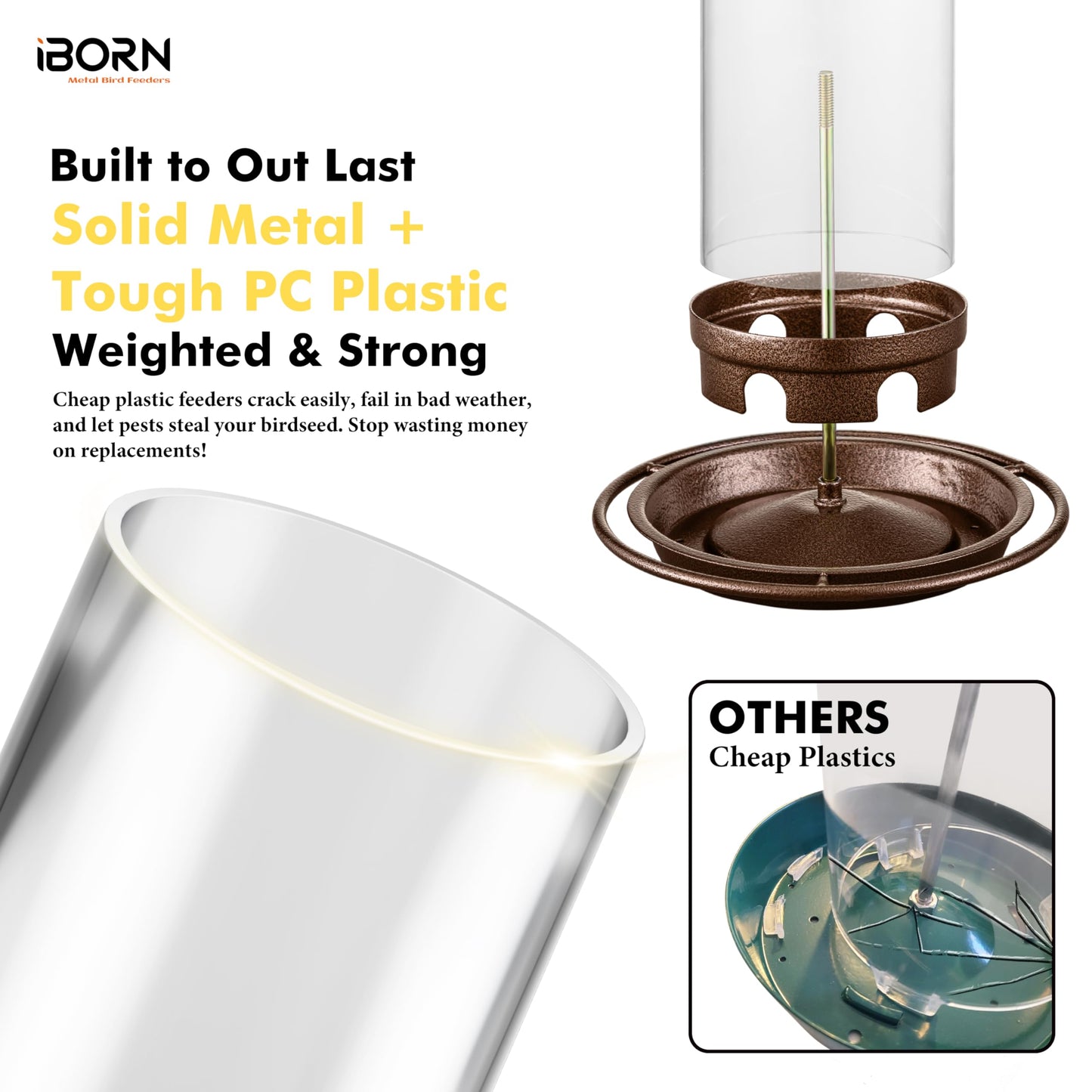 iBorn Bird Feeder for Outside Hanging,Bird Seed for Outside Wild Bird Feeders for Garden Yard Outdoor Decoration,Round Roof Design Coffee