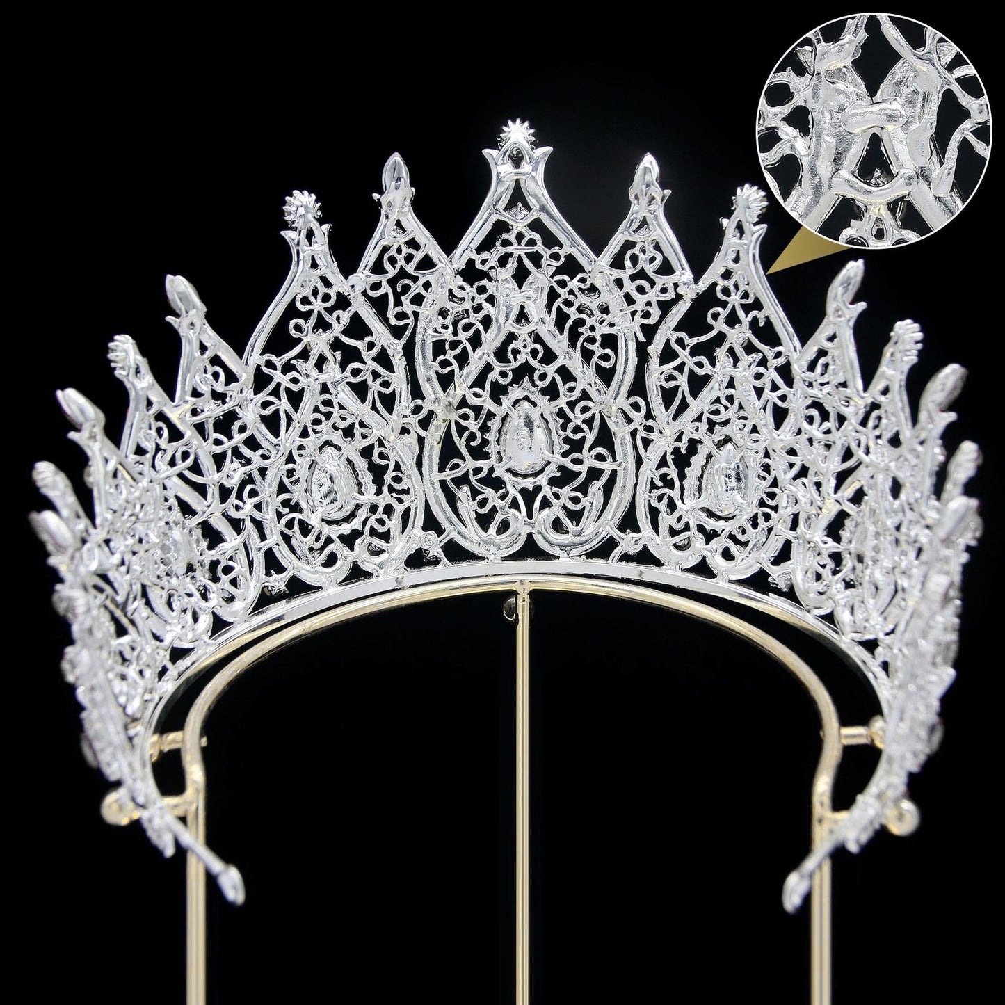 QXMYOO Extra Large Tiaras Tall Pageant Crowns for Women Clear Austrian Crystal Tiara Silver Homecoming Queen Crown Big Rhinestone Headpiece for Birthday Prom Quinceanera Wedding, X-Large, Crystal, No
