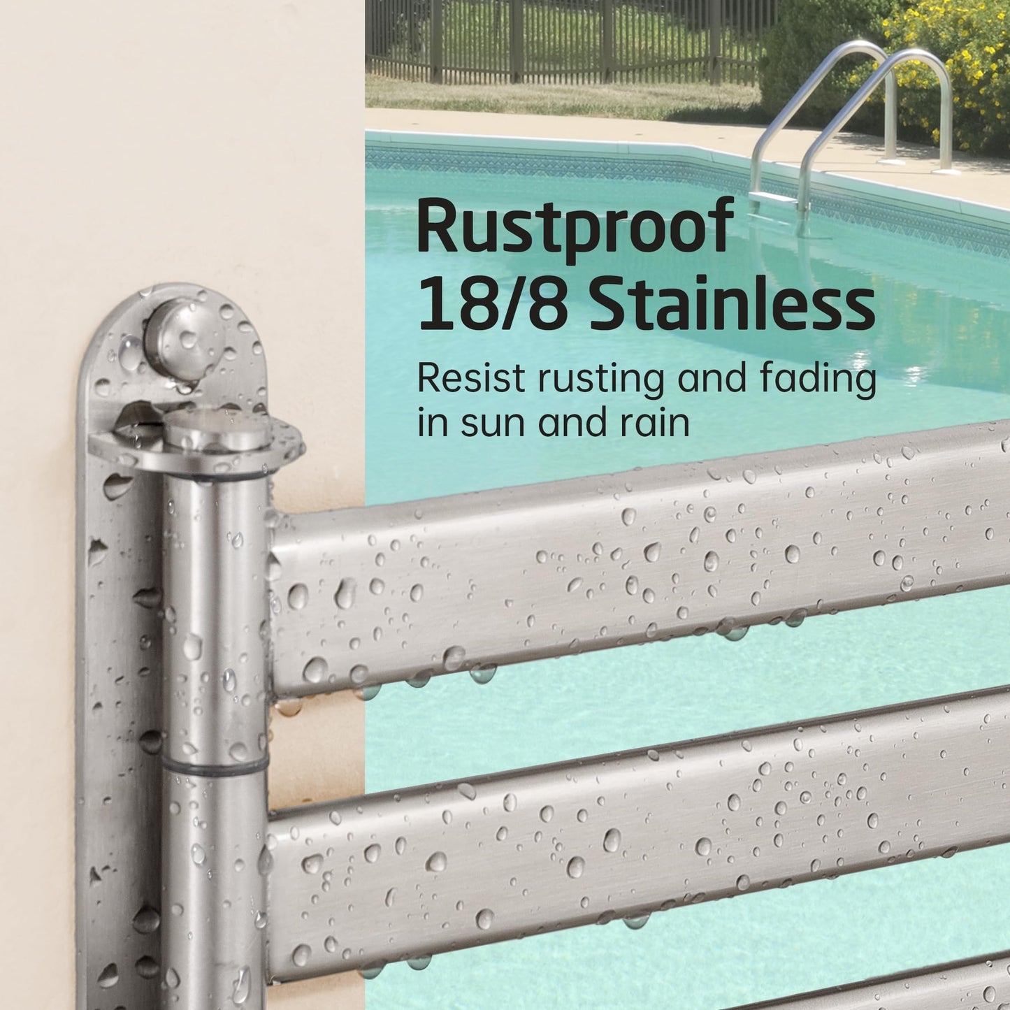 KES Swivel Towel Rack, 19.5" Extra Long Towel Rack Wall Mounted 4 Arm, Swing Out Towel Holder, SUS304 Stainless Steel Brushed Finish, A2104S4L50-2