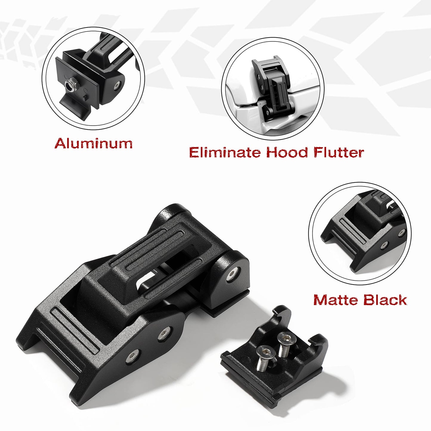 Seven Sparta Hood Latches Aluminum Hood Catch Compatible with Jeep Wrangler JK/JKU 2007-2017, JL/JLU 2018-2022 & Jeep Gladiator 2020-2022, 1 Pair (Base)