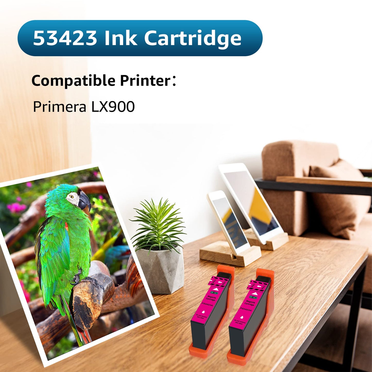 53423 Compatible Ink Cartridge Replacement for Primera 53423 Magenta Ink Used for Primera LX900 Ink Printers (2 Pack)