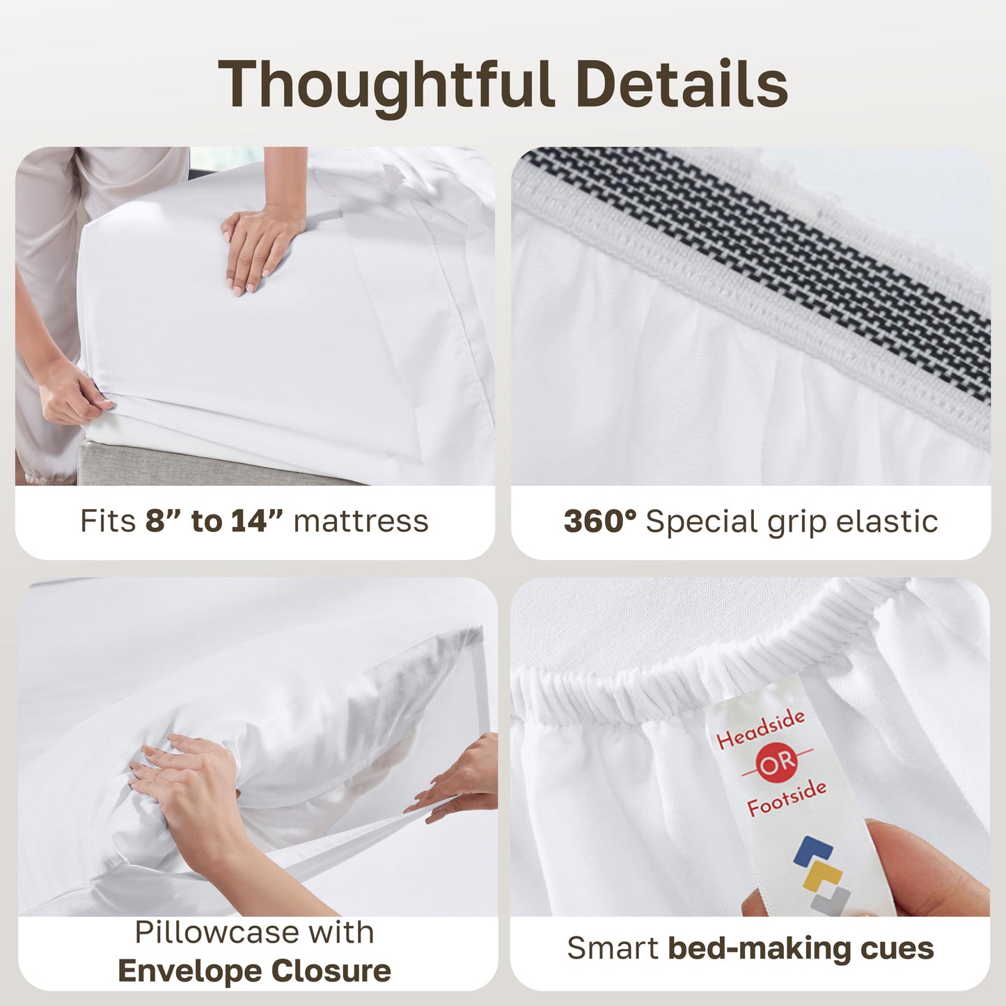 California Design Den Twin Sheets Set - Soft 100% Organic Cotton Sheets with Deep Pockets, Crisp Percale, Breathable and Durable Bedding Set - White