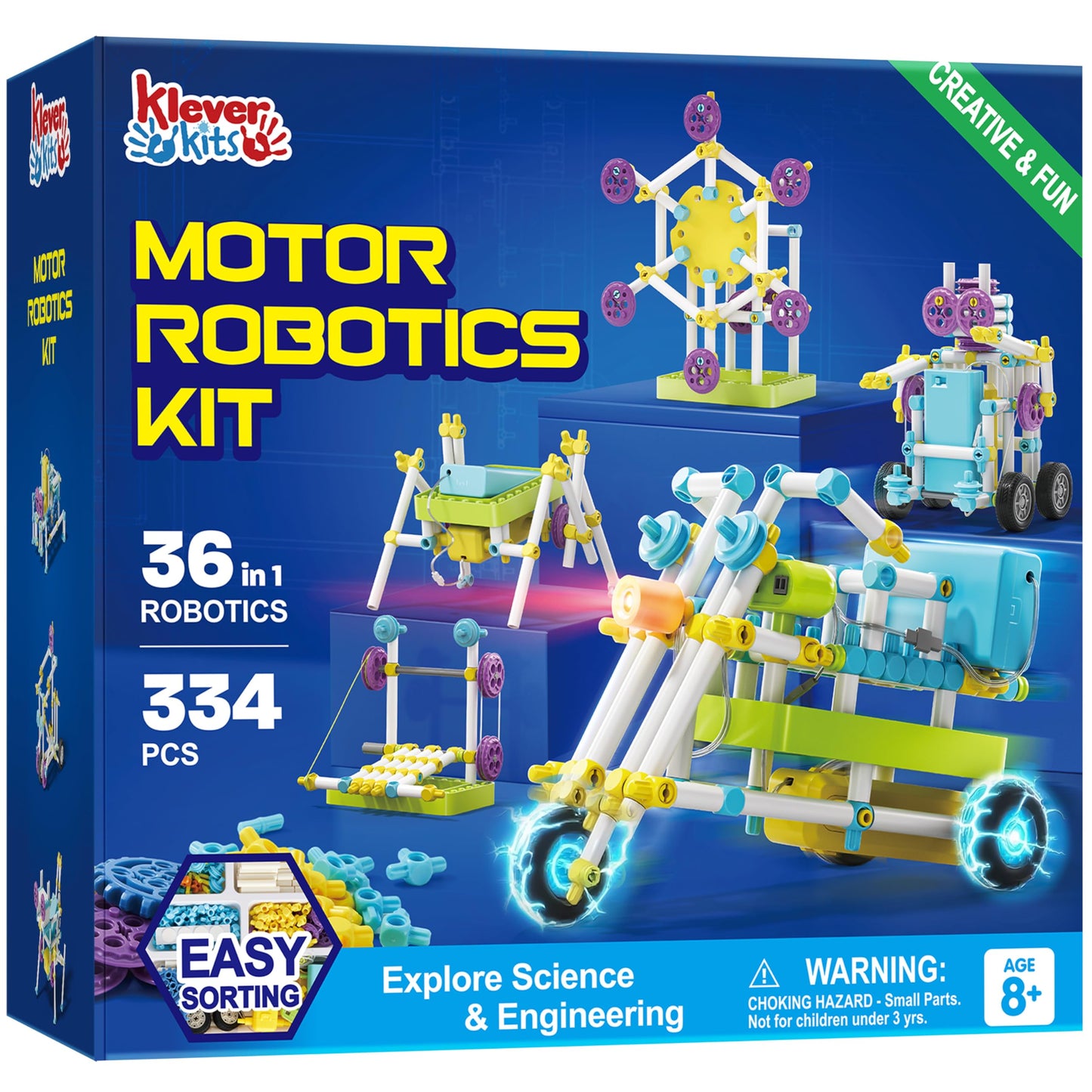 JOVA Klever Kits 36-in-1 Motor Robotic Kits, Make Your Own Kids Craft Kits Educational STEM Toys for Ages 8-13 Boys and Girls, Science Gifts for 8 Years Old