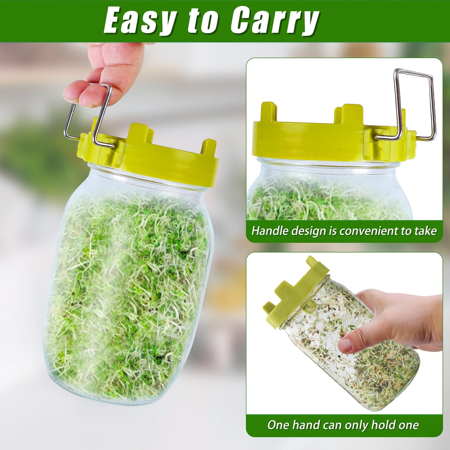 Sozize Sprouting Kit Sprouts Growing Kit 34oz Wide Mouth Seed Sprouting Jar Germination Kit 304 Stainless Screen Lid and Stand Blackout Sleeve Tray for Growing Bean Alfalfa Sprout Seeds