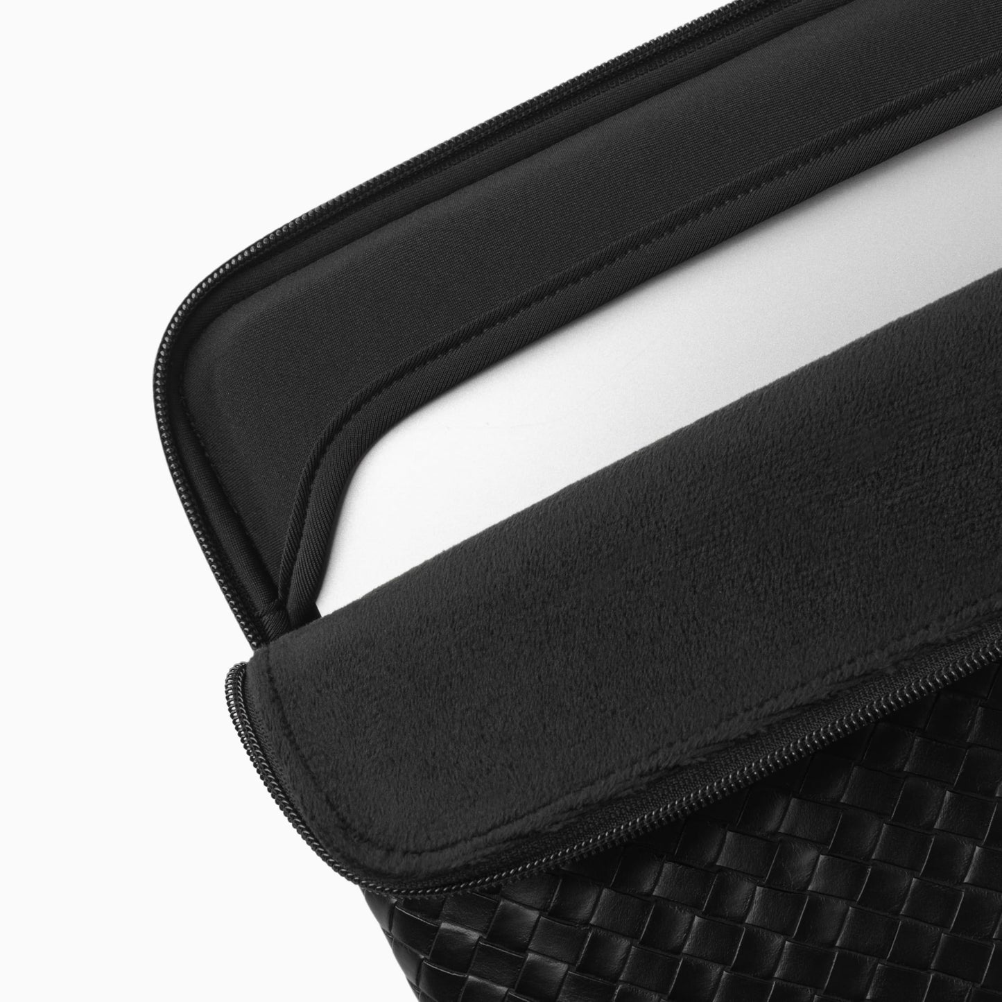 Comfyable Woven Laptop Sleeve 13 Inch Faux Leather Compatible with 13/13.3/14 Inch MacBook Air & MacBook Pro M5 M4 M3 M2 2025-2021, Mac Travel Case for Men Women, Computer Sleeve, Black