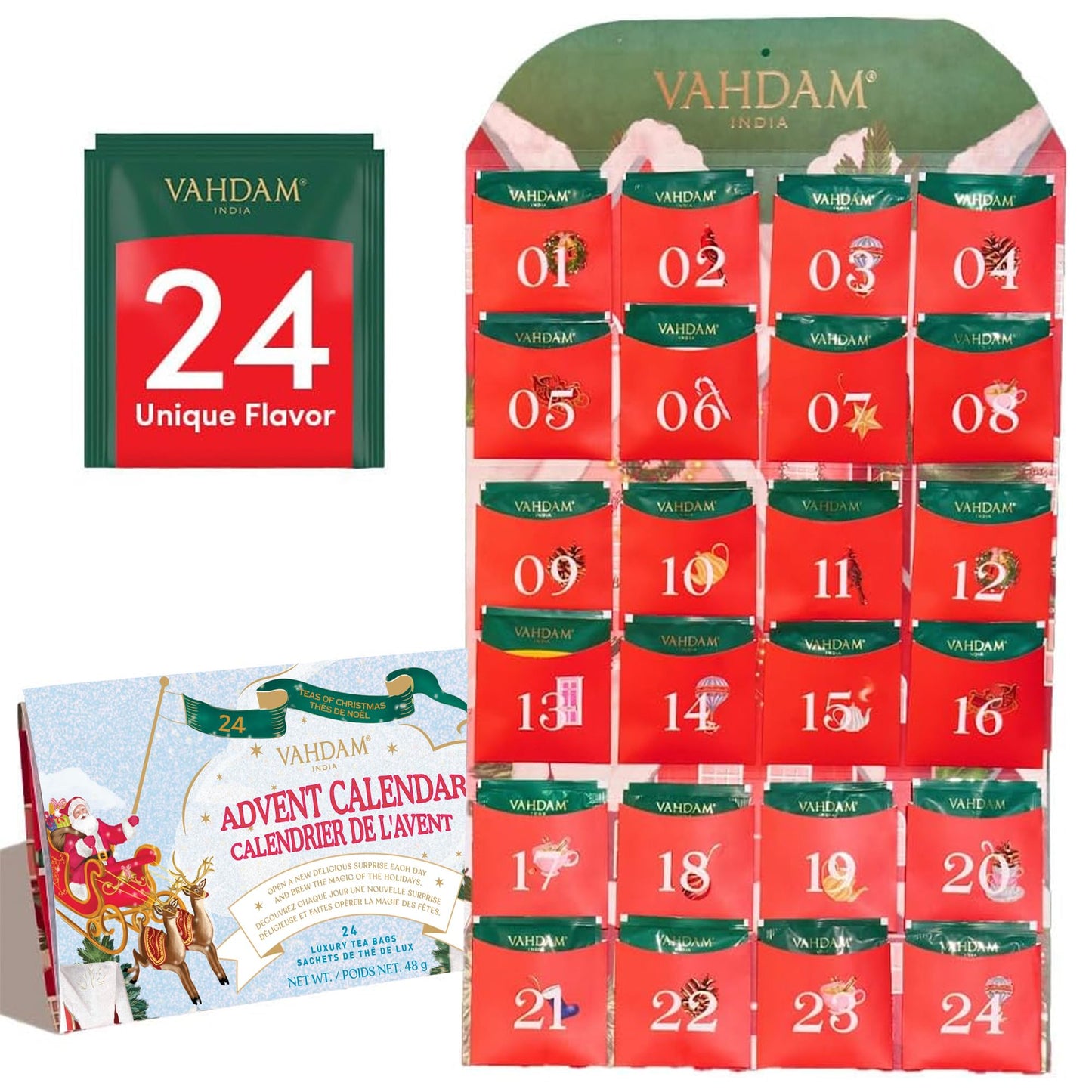 Limited Edition - Advent Calendar 2026 Tea Bags Folding Gift Set | 24 Unique Flavors - Holiday Gift Box | Christmas Advent Calendar 2026 for Adults, Advent Calendar 2026 Adult Women and Men | VAHDAM